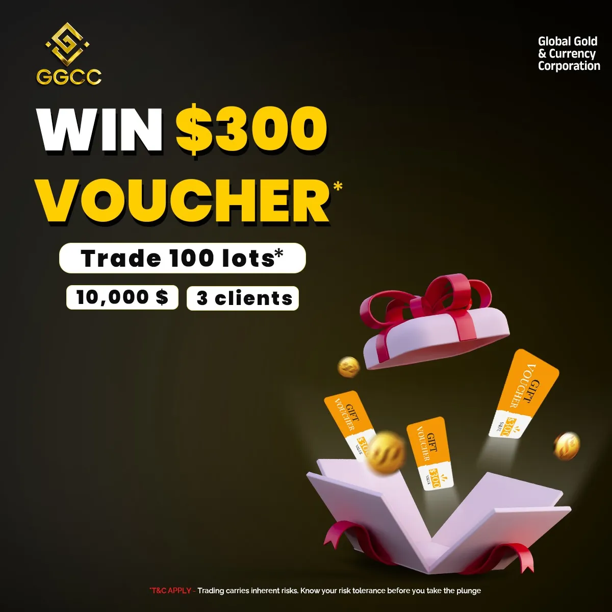 Win $300 voucher by trading 100 lots with Global Gold & Currency Corporation forex trading rewards