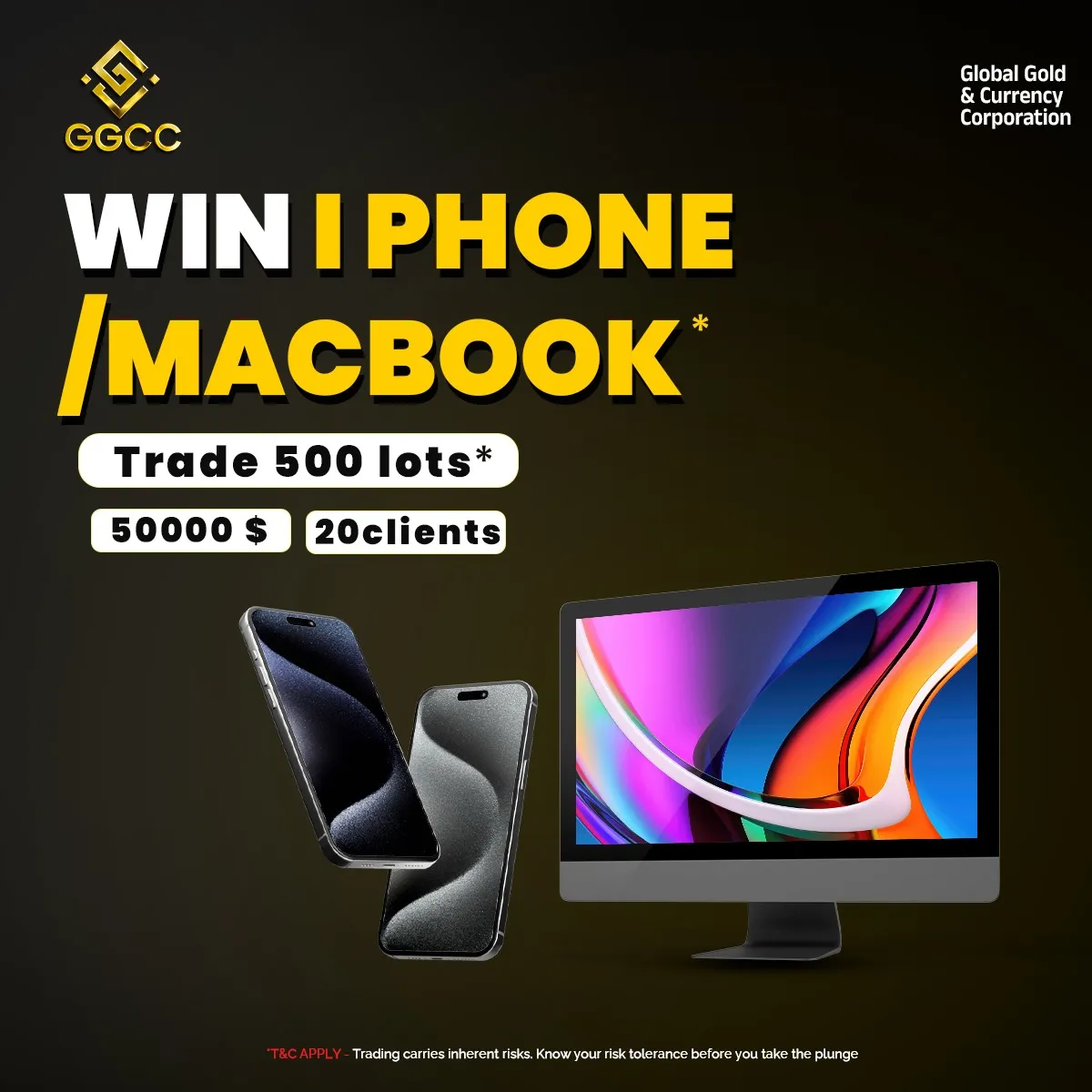 Win an iPhone or MacBook by trading 500 lots with Global Gold & Currency Corporation forex broker prizes