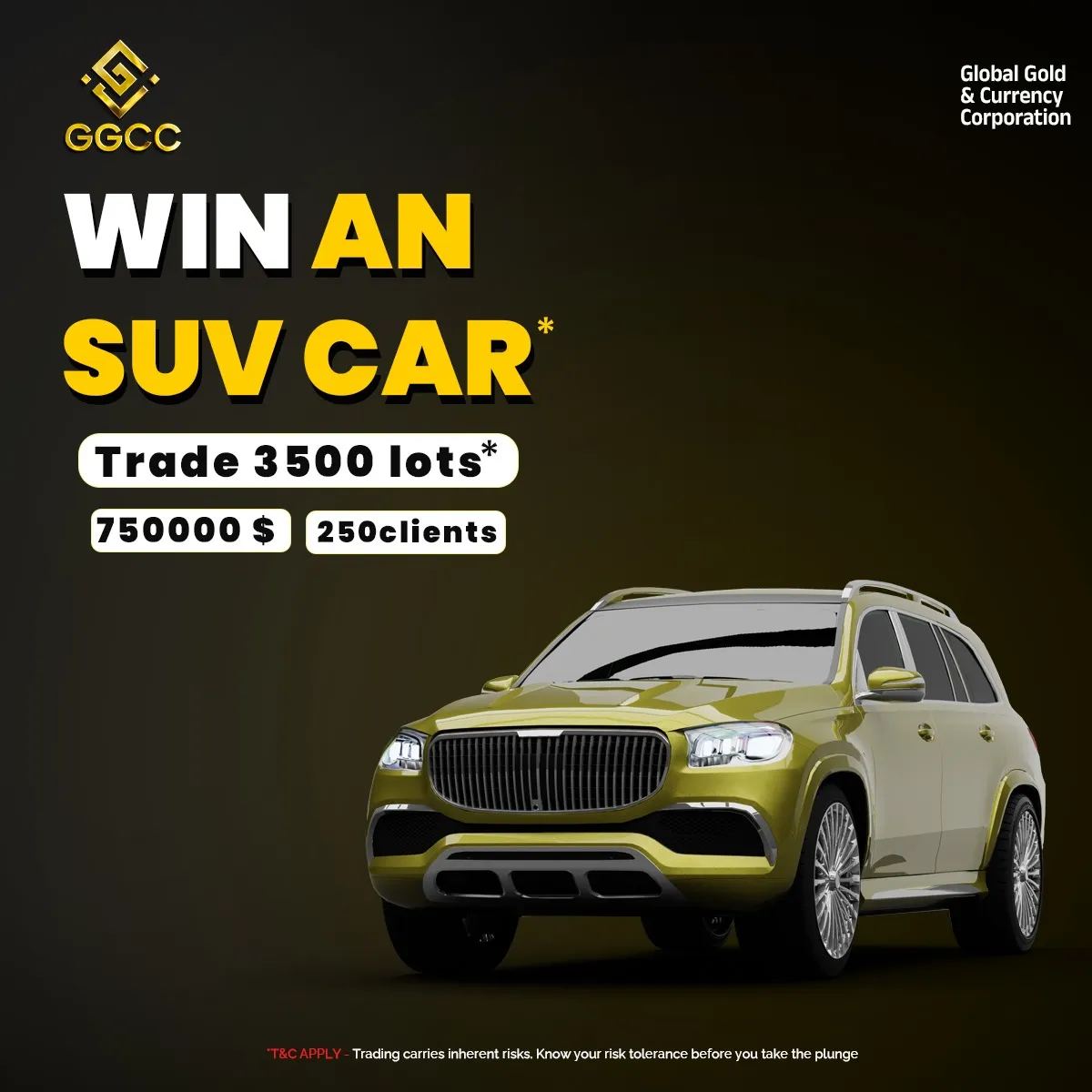 Win an SUV car by trading 3500 lots with Global Gold & Currency Corporation forex trading bonus