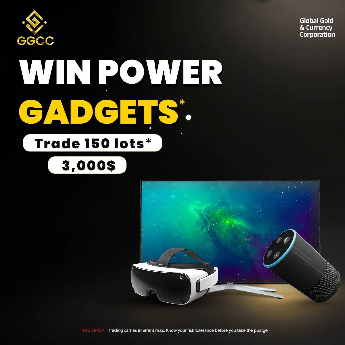 Win power gadgets by trading 150 lots with Global Gold & Currency Corporation trading gadgets rewards